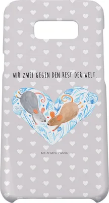 Produktbild von Mr. & Mrs. Panda Samsung Galaxy S8 plus Handyhülle  Mäuse Herz - Grau Pastell - Geschenk, Freundin, für Immer, Handy, Hülle, Hochzeit, Liebe, Maus, Case, Cover, Pärchen