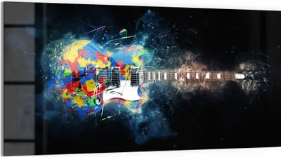 Immagine prodotto di DEQORI Lavagna magnetica in vetro 100x50 cm 'Shattering electric guitar' lavagna bianca scrivibile