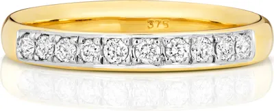 Produktbild von 9 Karat (375) Gold Halb Eternity Damen - Diamant Trauring/Ehering/Hochzeitsring Brillant-Schliff 0.20 Karat GH - SI3-I1, 51 (16.2); TRS187769KYRSL