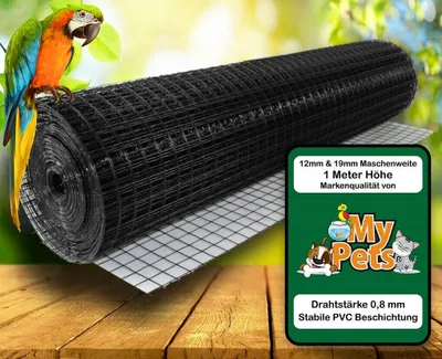 Produktbild von Volierendraht Schwarz 25 Meter 12 x 12 mm Drahtgitter Drahtzaun Maschendraht Gartenzaun Zaun Voliere