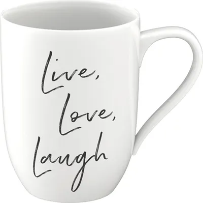 Produktbild von Villeroy & Boch Vorteilset 6 Stück Statement Becher mit Henkel Live Love Laugh Premium Porcelain weiß 1016219659
