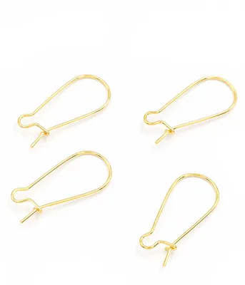 Produktbild von Vintageparts Kidney Ohrhaken 18K Gold beschichtet, 4 Stück, 11 x 24 mm