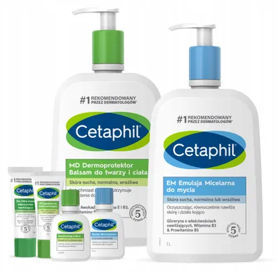 Produktbild von Pflegeset Cetaphil Emulsja micelarna 1000 ml und Dermoprotektor Balsam 1000 ml