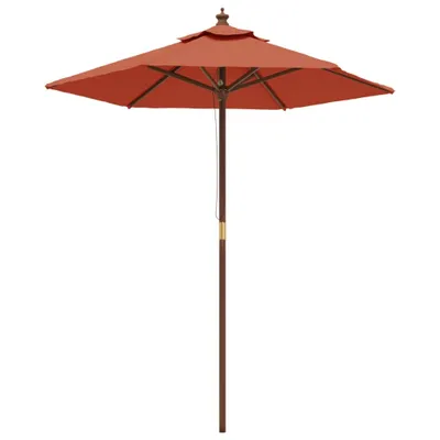 Image de vidaXL Parasol avec mât en bois Terracota 196x231 cm