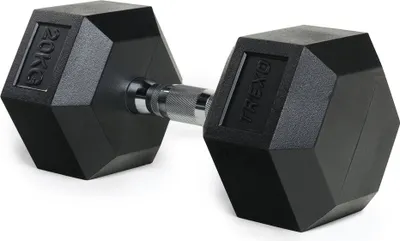 Produktbild von TREXO činka 20 kg Hexagon Odolná pogumovaná liatina na silový tréning doma s ergonomickou rukoväťou Stabilná a univerzálna činka Hex HXD200