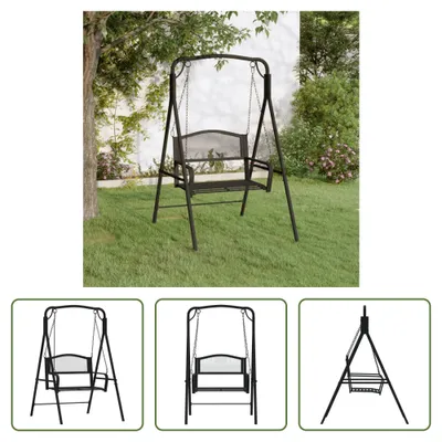 Produktbild von The Living Store Hollywoodschaukel 124 cm Schwarz Stahl