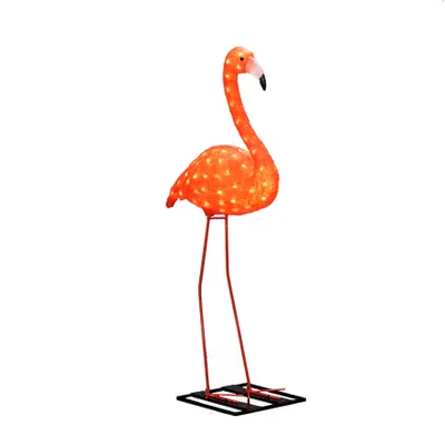 Produktbild von Konstsmide - LED Acryl Flamingo, groß, 96 bernsteinfarbene Dioden, 24V_Außentrafo, weißes Kabel