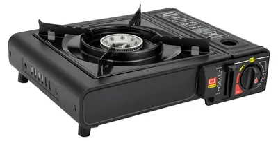 Image de Barbecue de camping portable - Barbecue à gaz - Butane - 2500 W - Allumage électronique - Boîte de rangement - Noir
