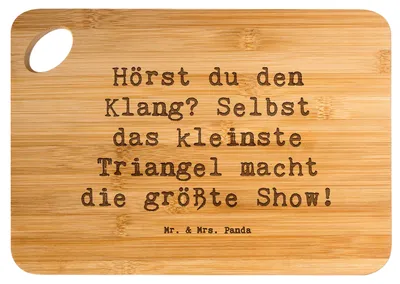 Produktbild von Mr. & Mrs. Panda Brett Spruch Triangel Klang - Transparent - Geschenk, Instrument, Frühstücksbrett, Musikinstrument, Schneidebrett, Percussion, Holzbrett, Musik, Lernen