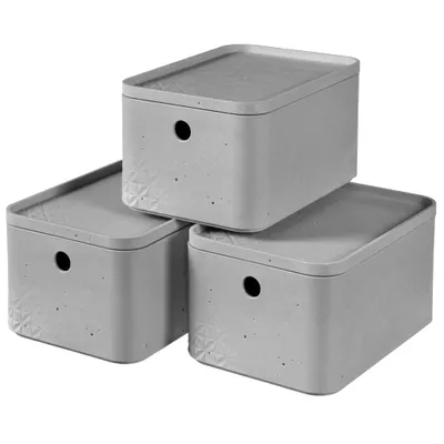 Immagine prodotto di set di 3 BETON Box S con coperchio grigio chiaro