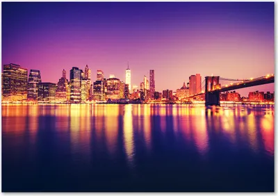 Produktbild von Tulup® Glas-Bild - 100 x 70 - Wandbild aus Glas - Wandkunst - Wandbild hinter gehärtetem Sicherheitsglas - Sehenswürdigkeiten & Architektur - Manhattan New York - Lila