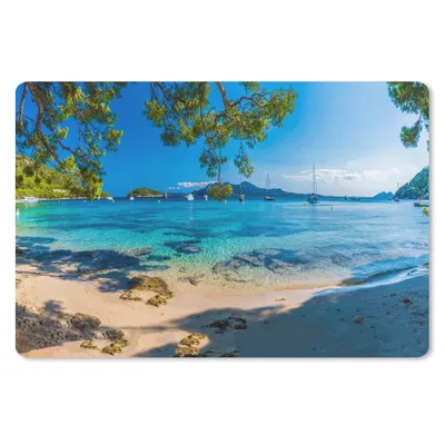 Produktbild von MuchoWow® Schreibtischunterlage Strand - Meer - Boot - Mallorca 60x40 cm - XXL Mauspad - Großes Mauspad