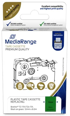 Productafbeelding van MediaRange MRBTZ731 MediaRange Schriftbandka. Brother TZ-731/TZe-731 12mm 8m sch