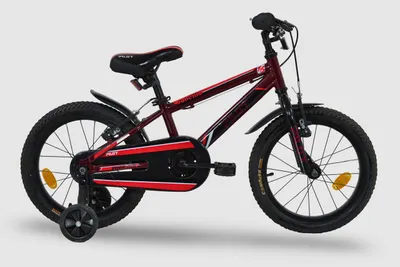 Image de Pilot Bike, vélo pour enfant 16 pouces avec roues stabilisatrices, vélo pour garçon, 1 vitesse, freins V-brake, rouge et noir, SONETKO