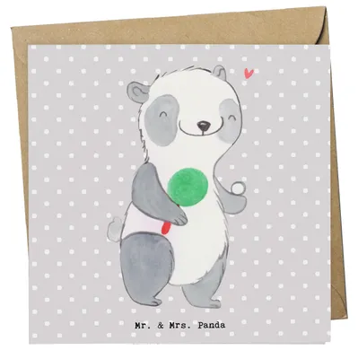 Produktbild von Mr. & Mrs. Panda doppelkarte Panda Tischtennis - Grau Pastell - Geschenk, Verein, Bund, anlasskarte, Glückwunschkarte, Ballsport, faltkarte, Klappkarte, Grußkarte