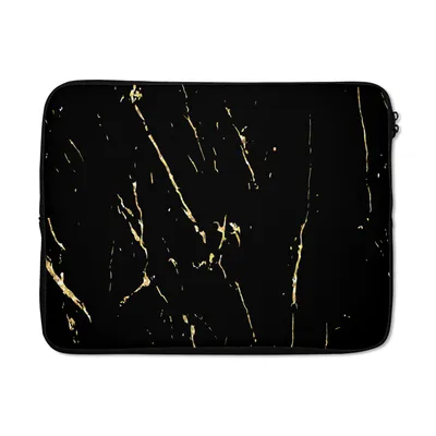 Produktbild von MuchoWow® Laptop Hülle 15 Zoll Marmor - Schwarz - Gold - Luxus Laptoptasche - Laptoptasche - Sleeve - Rundum-Schutz