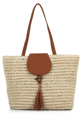 Produktbild von Solidchoice – Damen-Strohtasche für den Strand, mit geflochtenem Design