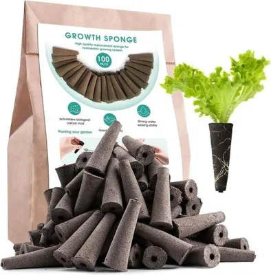 Obrázek produktu pro Balení 100 houbiček Croissance, kompatibilní houbičky Croissance pro výměnu s AeroGarden, sada s půlenými polovičními houbičkami pro hydroponický systém pro vnitřní zahradu