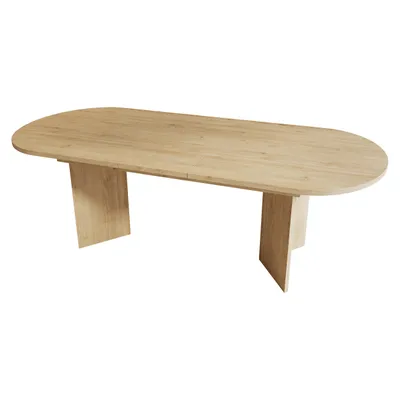 Produktbild von Flieks Ovaler Esstisch Küchentisch mit ausziehbarer Tischplatte, Esszimmertisch Tisch für 4-8 Personen, 160-200x90x75cm, Naturbelassen