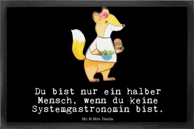 Produktbild von Mr. & Mrs. Panda fußmatte Systemgastronomin Herz 40 x 60 cm - Schwarz - Geschenk, Gummimatte, Fußabtreter, Bodenvorleger, Eingangsmatte, Schmutzmatte