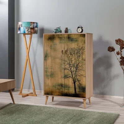 Produktbild von Skye Decor, Multibox - 729, Mehrzweckschrank, Sonoma-Eiche, 100 % MELAMINBESCHICHTETE SPANPLATTEN, 80 x 36 x 127 cm