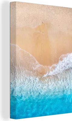 Produktbild von OneMillionCanvasses® - Leinwandbilder - 90x140 cm, Strand - Meer - Sand - Sommer - Blau - Wellen, Wandbilder Kunstdruck Wanddekoration - Foto auf Leinwand - Gemälde auf Holzrahmen - Wandschmucke - Schlafzimmer