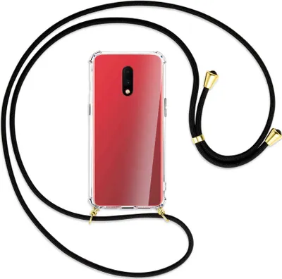 Produktbild von Handykette Backcover-Schutzhülle mit Band (Metall goldfarben) für OnePlus 7 - schwarz