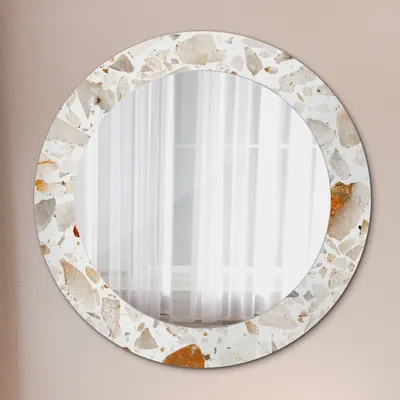 Produktbild von Modern Spiegel - Wandspiegel Design Wandmontage – Badspiegel mit Aufdruck - Rundspiegel - Terrazzo Hintergrund - Runder: Ø60 cm
