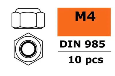 Immagine prodotto di GForce GF-0152-003 Dado di bloccaggio M4 (10 pezzi) per Arrma AR715005