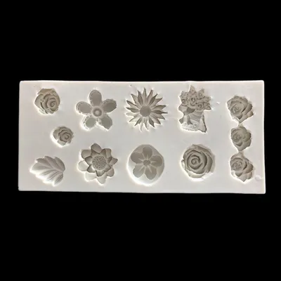 1 Stück rosa Blumen Sonnenblumen Blumen flüssiges Silikonform DIY verschiedene Blumen Torte dekorative Polymer Ton, Größe 13