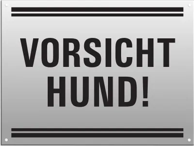 Produktbild von Warnschild - Vorsicht Hund | 200 x 150 mm gelocht Aluminium silber matt eloxiert