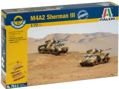 Obrázok produktu pre Italeri MI-7511, Tank model, Montážna sada, 1:72, M4A2 SHERMAN III, Plast, Second World War