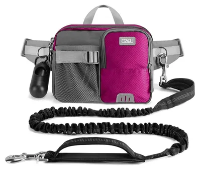 Immagine prodotto di Guinzaglio per cani da jogging, con cintura addominale, guinzaglio a mano libera, colore rosa, lunghezza regolabile da 124 a 180 cm