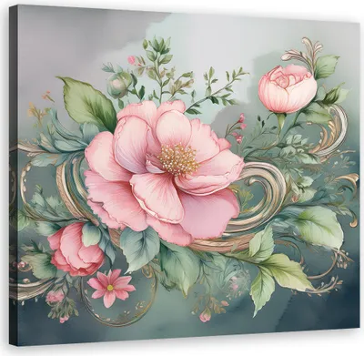 Produktbild von Leinwandbild Rosa Blume Vintage-Stil 60x60 Feeby Rosa bild für die wand bereit zum aufhängen