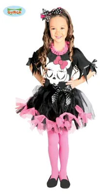 Produktbild von Totenkopf Kleid für Mädchen Gr. 110-146, Größe:128/134