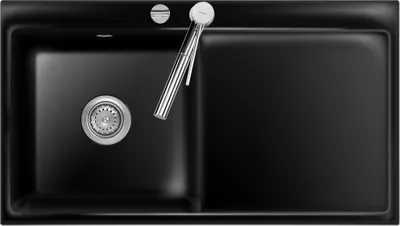 Produktbild von Flächenbündige Spüle MERA 90 Nero mit Becken links und Excenterbedienung