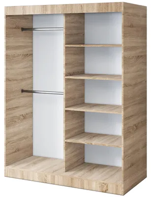 Zdjęcie produktu dla Otwarta Szafa– 150 x 200 cm – Dąb Sonoma – Szafa otwarta TROY – z 4 półkami i 2 drążkami