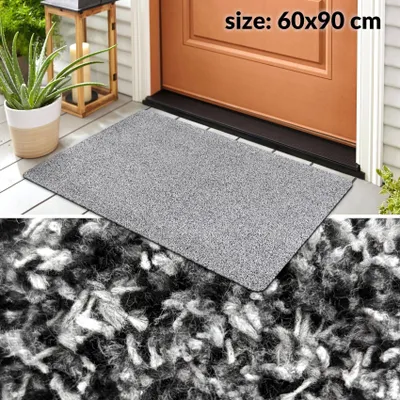Produktbild von Fußmatte Türvorleger Bodenmatte Textil DOVER Tropfen Grau Robust Wasserabweisend Breite 60 cm Länge 90 cm