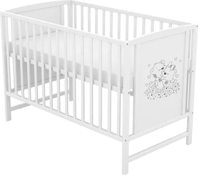 Produktbild von Baby-Delux Babybett Gitterbett Mia weiß 120×60 inkl. Matratze Bettwäsche Set 10tlg Prince Stars