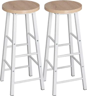 Immagine prodotto di Sgabello alto da bar Happyment Pablo - Rovere - Set di 2 - Altezza seduta 71 cm - Senza schienale - Sgabello da cucina - Sgabello da bar