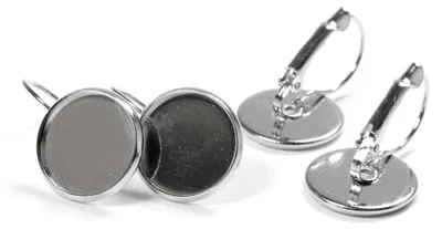 Produktbild von Vintageparts Brisuren Edelstahl 304 14 mm Cabochon, 6 Stück (3 Paar)