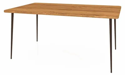 Produktbild von Esstisch Tula aus Wildeiche massiv 90x190x78 mit schwarzen Metallbeinen