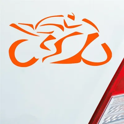 Produktbild von Auto Aufkleber Motorrad Mopped Biker Racing 12x6 cm Orange Sticker Heckscheibenaufkleber