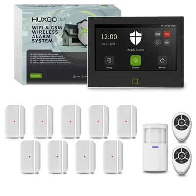 Immagine prodotto di Sistema di allarme HUXGO Wi-Fi GSM 4G HXA700 7" 1 sensore PIR + 9 sensori per porte, controllo tramite app