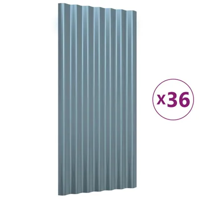 Produktbild von Dachpaneele 36 Stk. Verzinkter Stahl Grau 80x36 cm