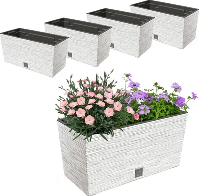 Obrázek produktu pro 4x 12L květináč 39,5x19,5 cm bílý + velká 8L vložka