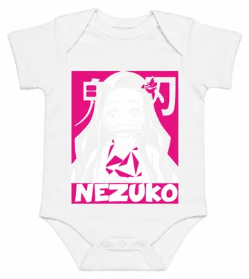 Productafbeelding van Nezuko Demon Slayer Anime Otaku, schattig kimono, roze, Kimetsu No Yaiba, babyromper, wit, maat 3/6 maanden