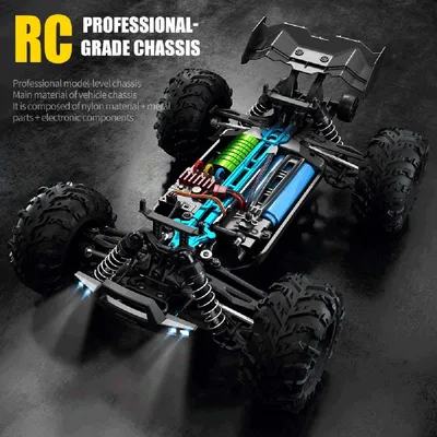 Immagine prodotto di Auto da corsa RC, colore blu, scala 1:16, velocità 70 km/h, trazione integrale 4WD, giocattolo per l'uso fuoristrada