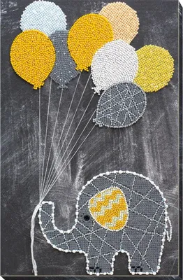 Produktbild von Abris Art Perlenstickerei-Set "Elefant mit Luftballons", 32x21cm