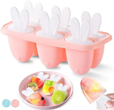Produktbild von Eisformen mit Stiel, Mini-Größe - 6 Formen - Wiederverwendbar - Eis am Stiel Formen - Set für Kinder - Zum Selbermachen von Eis